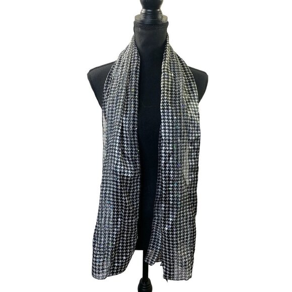 dressbarn Accessories - Dressbarn Women’s Shiny Black & White Scarf